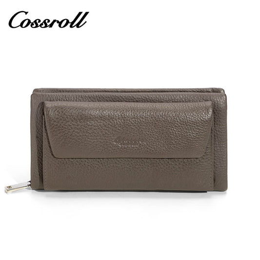 Cossroll Clutch Unisex Lychee Cowhide Leather Wallets Manufacturer