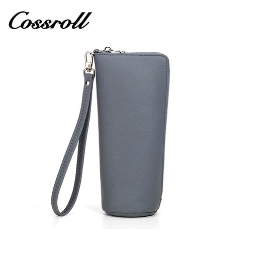 Cossroll Wristlet Irregular Lychee Cowhide Leather Wallets Manufacturer