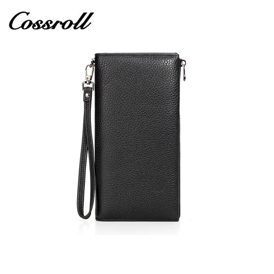 Cossroll Clutch Wristlet Lychee Cowhide Leather Wallets Manufacturer