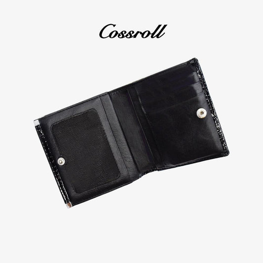 Cossroll Bifold Short Patent Leather Wallet Manufacturer