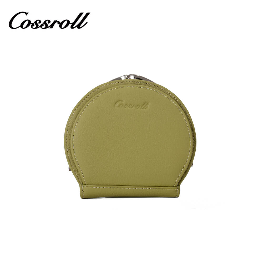 Mini Coin Purse Circle Shape Cowhide Leather Wallet Manufacturer