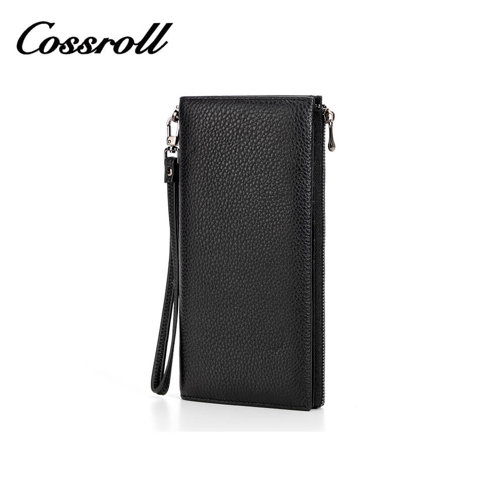 Cossroll Clutch Wristlet Lychee Cowhide Leather Wallets Manufacturer