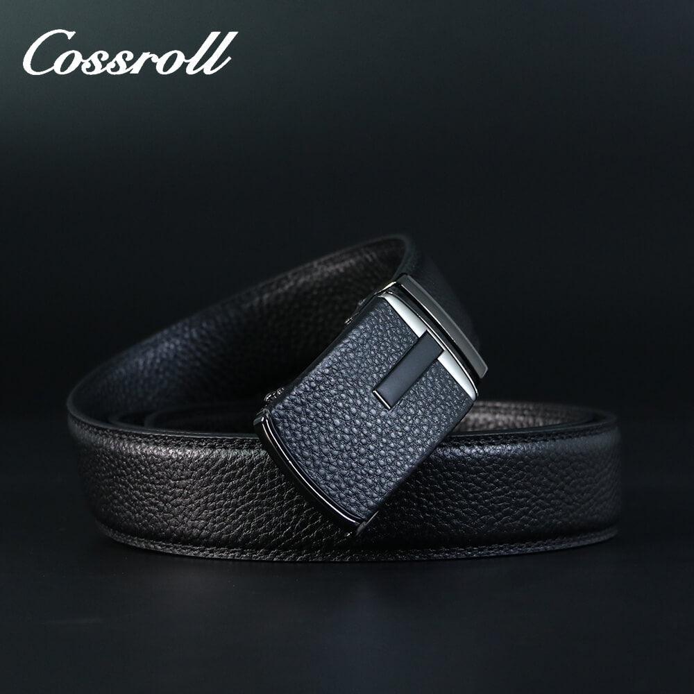 Cossroll Full Grain Cowhide black Leather Belt For Men Wholesale Manufacturer