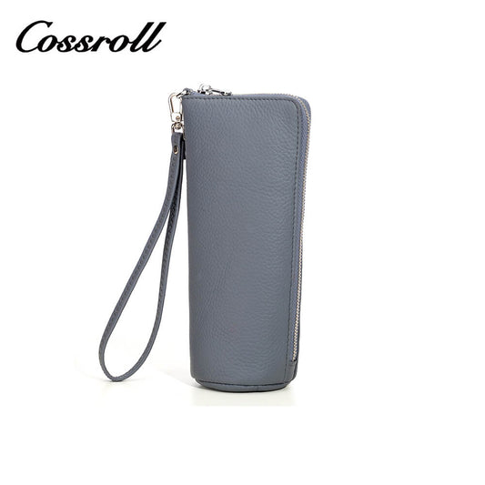 Cossroll Wristlet Irregular Lychee Cowhide Leather Wallets Manufacturer