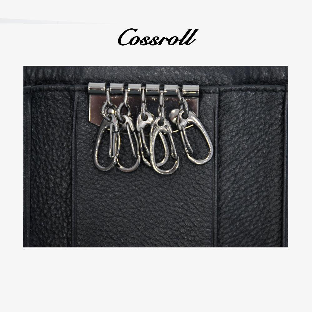 Bifold Leather With Keychain Wallets Minimalist - cossroll.leather