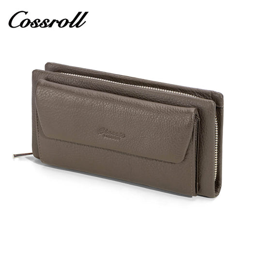 Cossroll Clutch Unisex Lychee Cowhide Leather Wallets Manufacturer