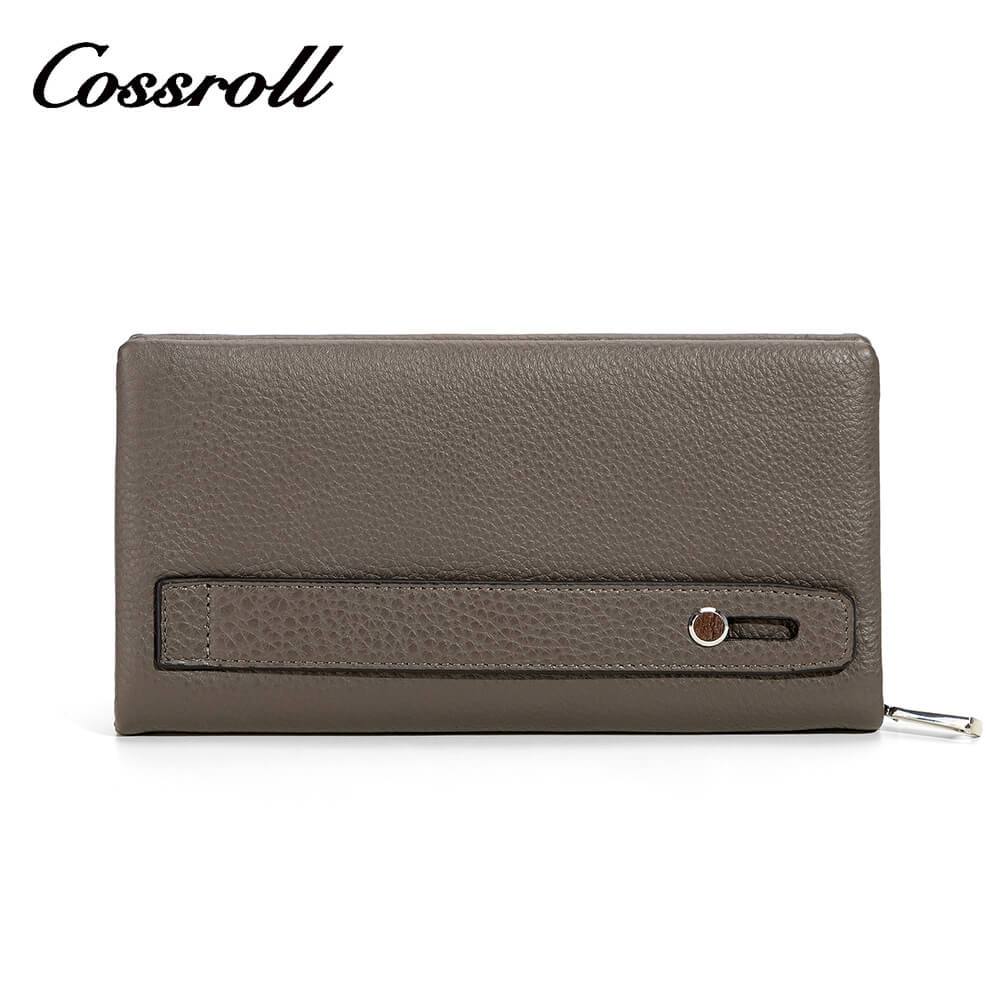 Cossroll Clutch Unisex Lychee Cowhide Leather Wallets Manufacturer