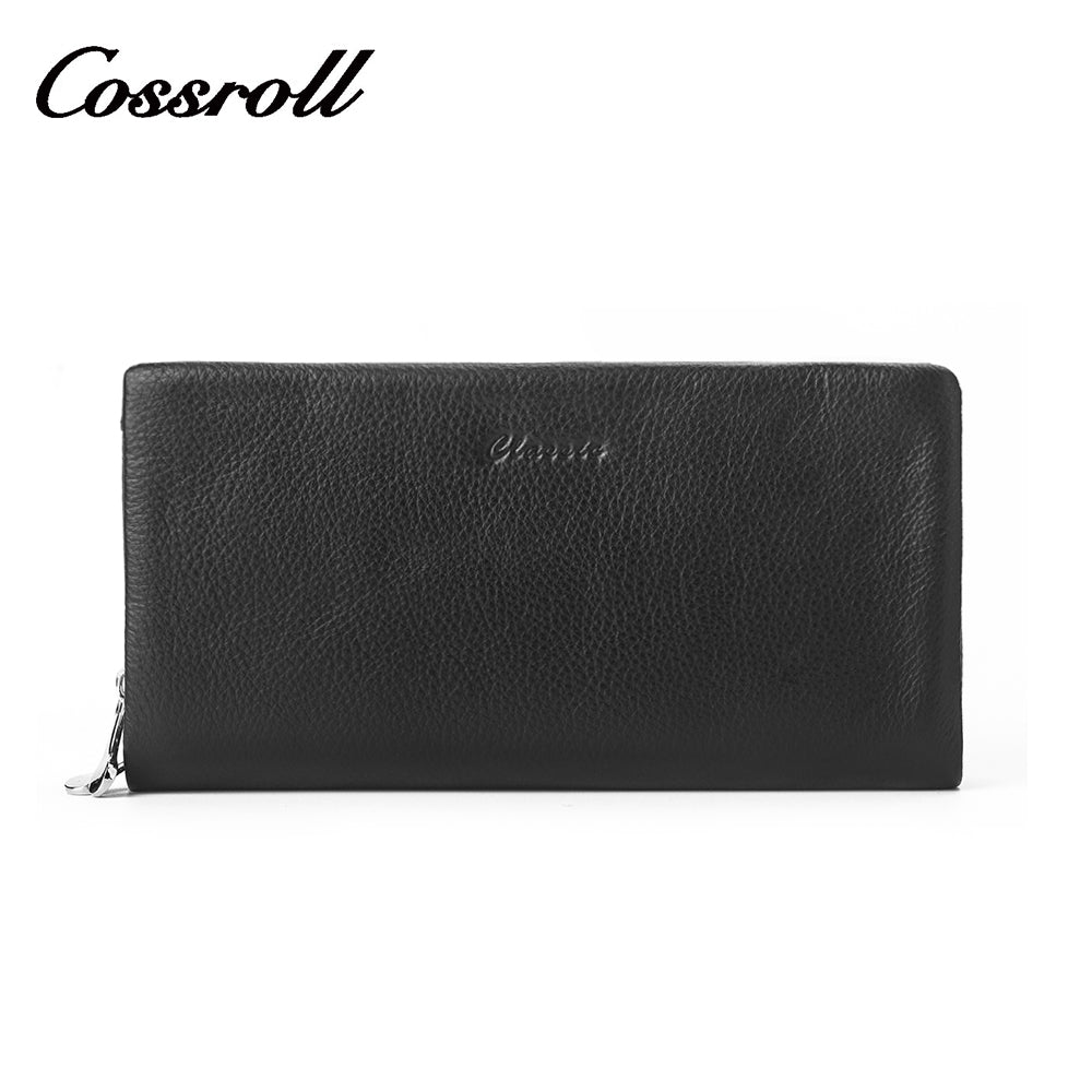 Cossroll Double Zip Lychee Real Leather Wallets Manufacturer