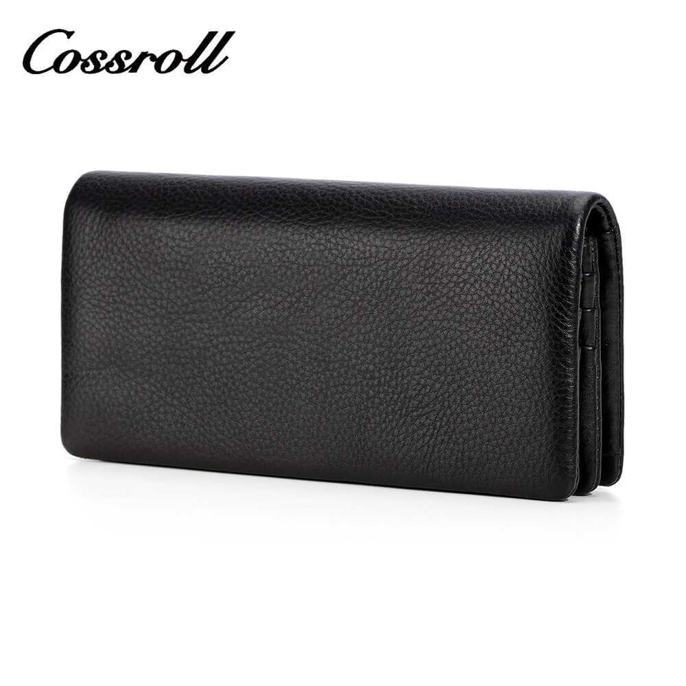 Cossroll Wristlet Clutch Unisex Lychee Cowhide Leather Wallets Manufacturer