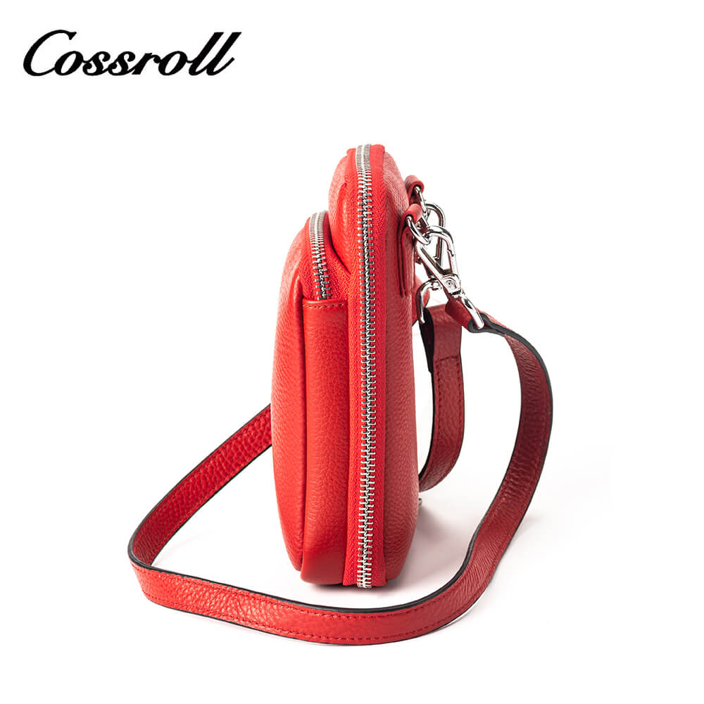 Vertical Cowhide Leather Crossbody Phone Bag