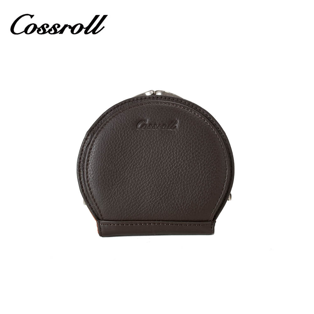 Mini Coin Purse Circle Shape Cowhide Leather Wallet Manufacturer