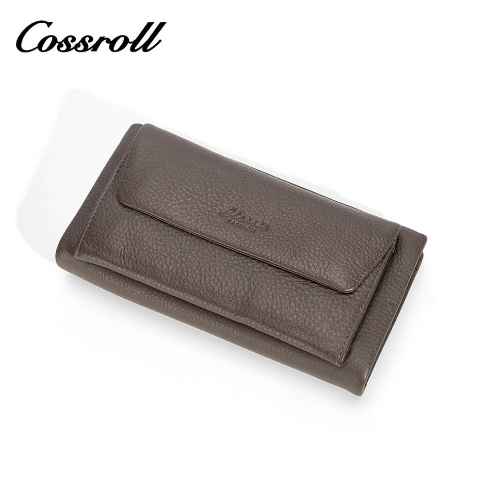 Cossroll Clutch Unisex Lychee Cowhide Leather Wallets Manufacturer