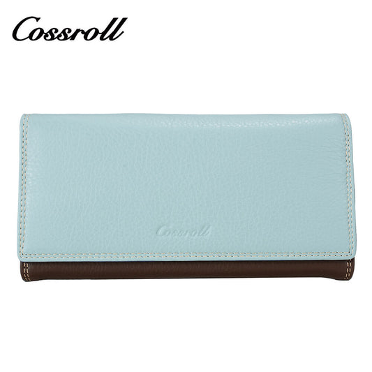 Women Long Litchi Cowhide Leather Wallet Manufacturer
