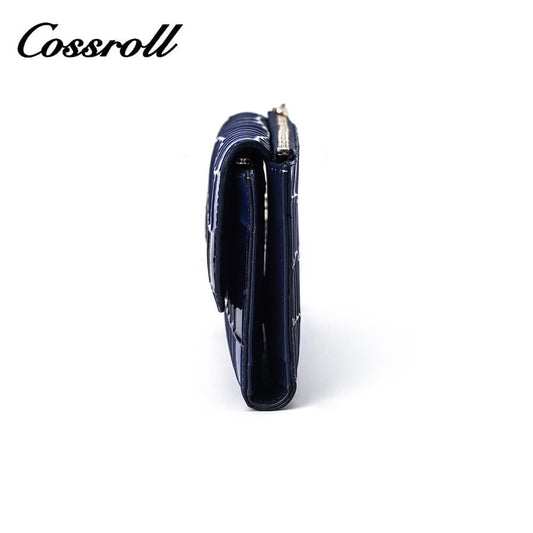 Cossroll Bifold Cowhide Patent Leather Wallets Manufacturer