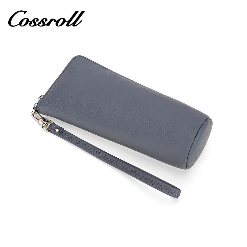 Cossroll Wristlet Irregular Lychee Cowhide Leather Wallets Manufacturer