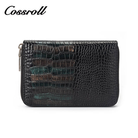 Short Zipper Crocodile Genuine Leather Wallet Manufacturer