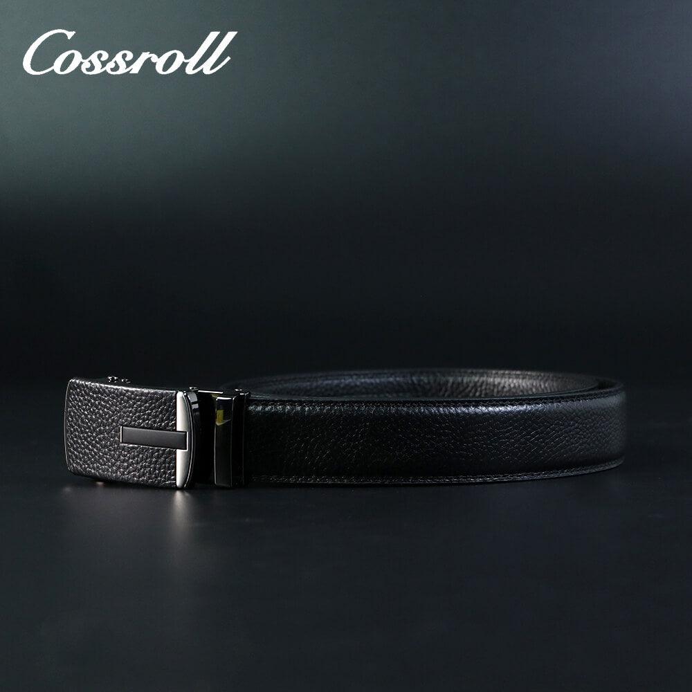 Cossroll Full Grain Cowhide black Leather Belt For Men Wholesale Manufacturer