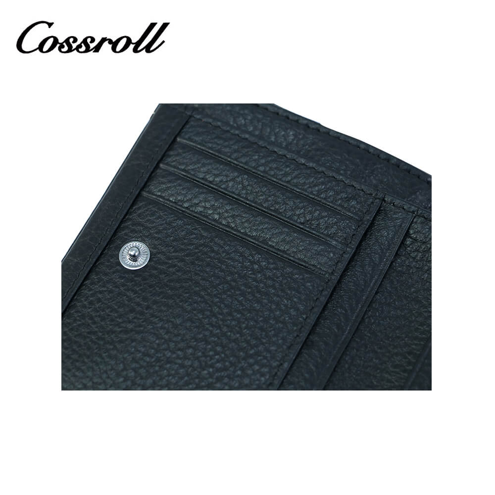 Bifold Zipper Lychee Cowhide Leather Wallets Manufacturer