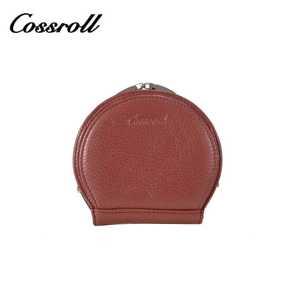 Mini Coin Purse Circle Shape Cowhide Leather Wallet Manufacturer
