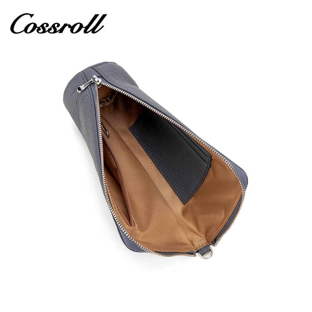 Cossroll Wristlet Irregular Lychee Cowhide Leather Wallets Manufacturer