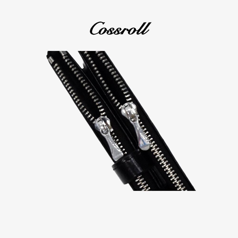 Bifold Glossy Zipper Wallet Minimalist Wholesale - cossroll.leather