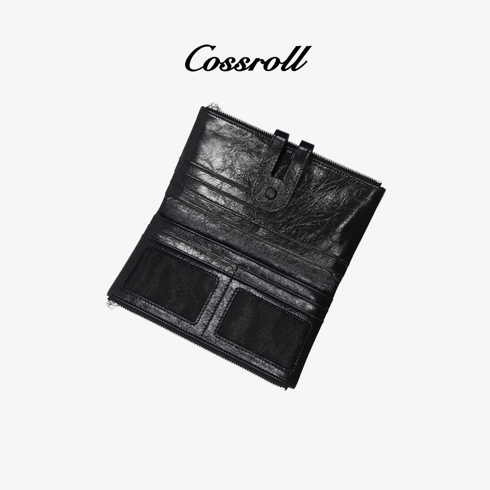 Bifold Glossy Zipper Wallet Minimalist Wholesale - cossroll.leather