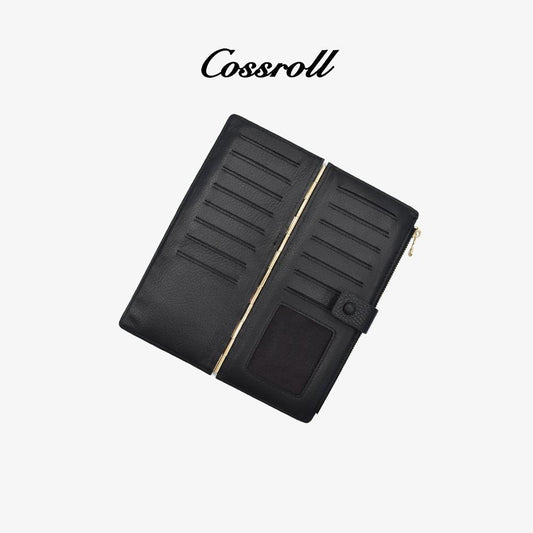 Zipper Leather Wallets Purse Bifold With Card Slots Customize - cossroll.leather
