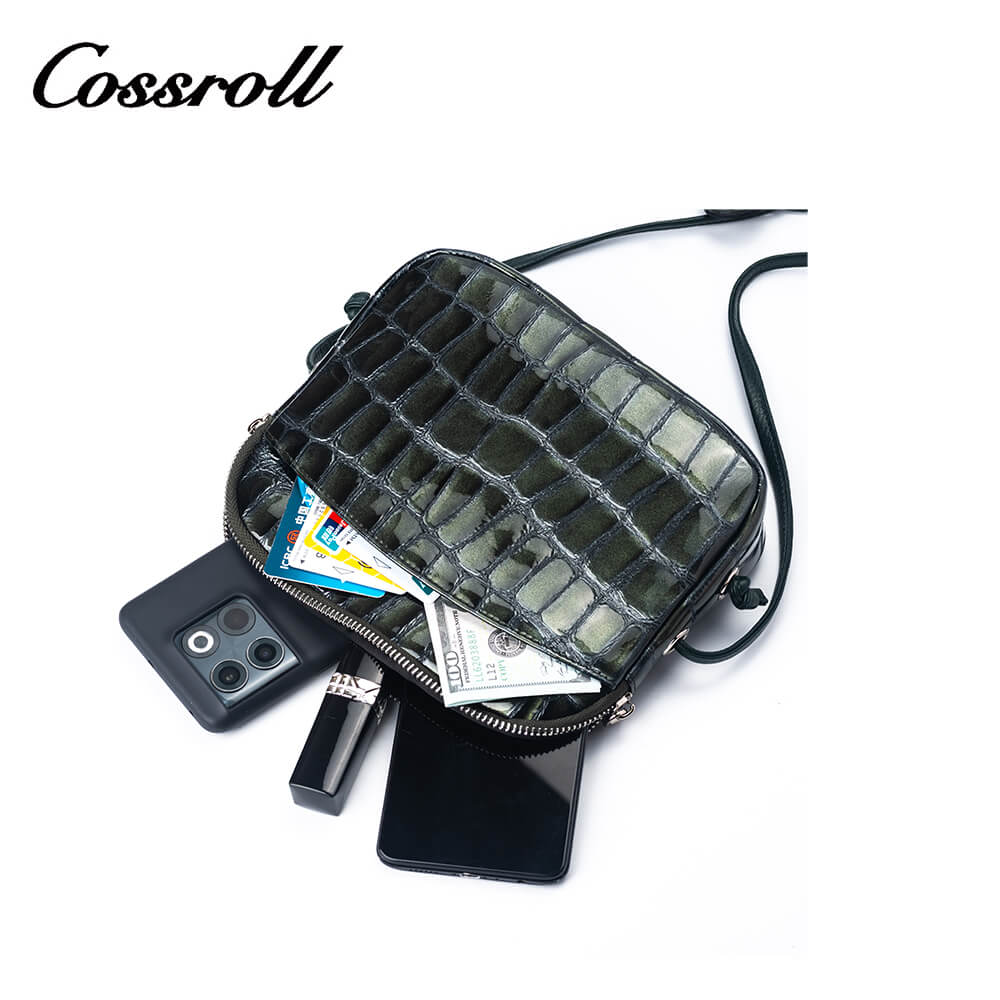 Cossroll Crocodile Cowhide Leather Crossbody Phone Bag Manufacturer
