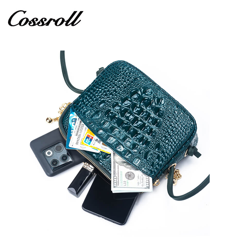 Cossroll Crocodile Patent Leather Crossbody Phone Bag Manufacturer