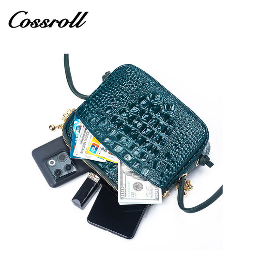 Cossroll Crocodile Patent Leather Crossbody Phone Bag Manufacturer