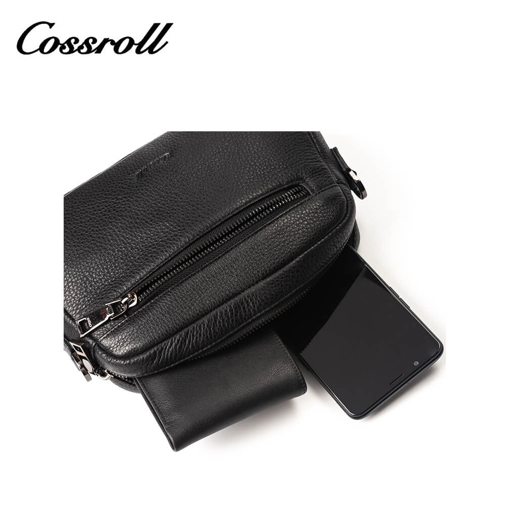 Lychee Cowhide Leather Crossbody Phone Messenger Bag Manufacturer