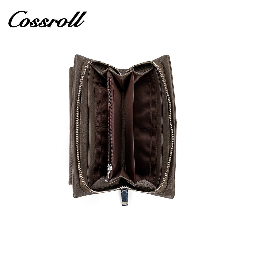 Cossroll Clutch Unisex Lychee Cowhide Leather Wallets Manufacturer