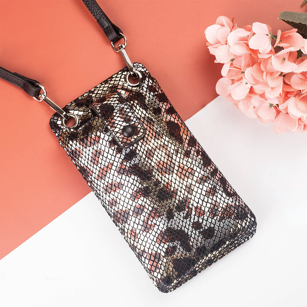 Cossroll Snakeskin Cowhide Leather Crossbody Phone Bag Manufacturer