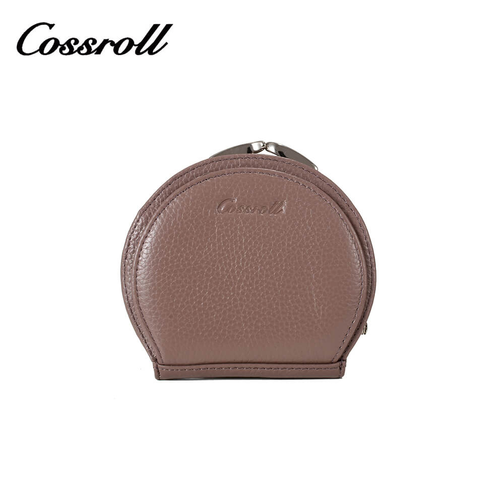 Mini Coin Purse Circle Shape Cowhide Leather Wallet Manufacturer