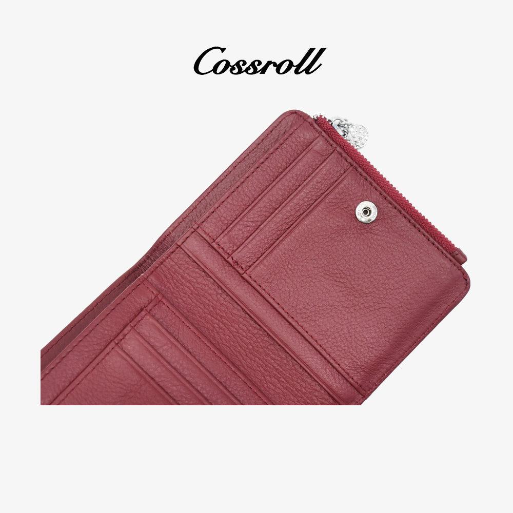 Genuine Leather Short Wallets Card Slots Zipper Wholesale - cossroll.leather
