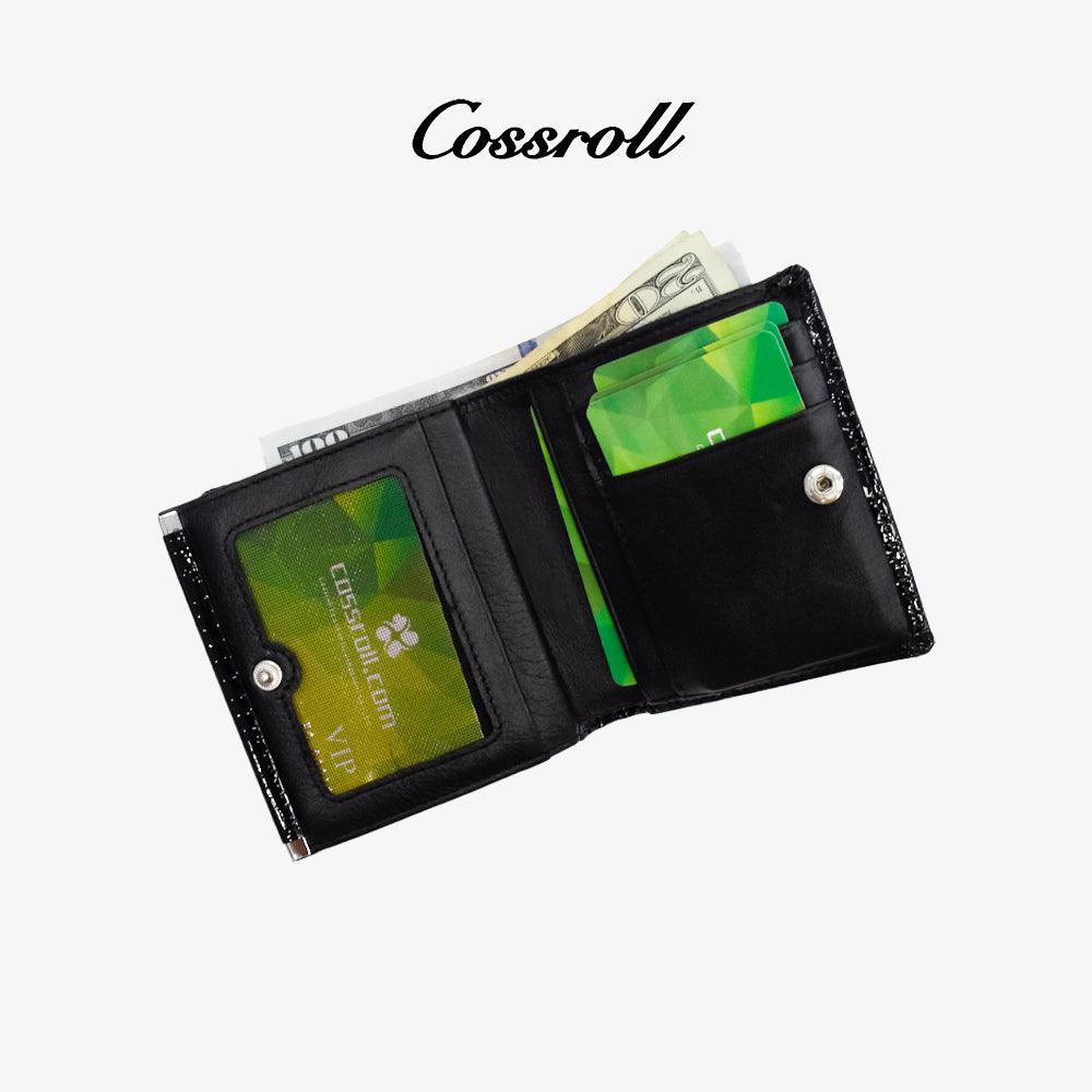Cossroll Bifold Short Patent Leather Wallet Manufacturer