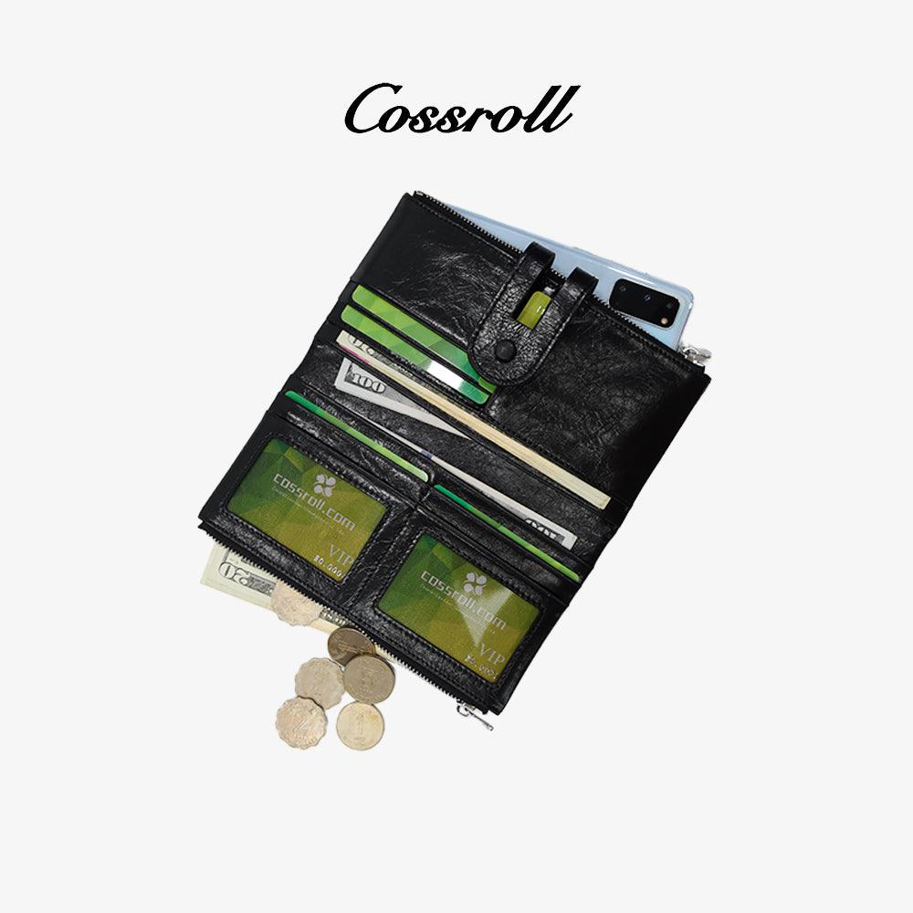 Bifold Glossy Zipper Wallet Minimalist Wholesale - cossroll.leather