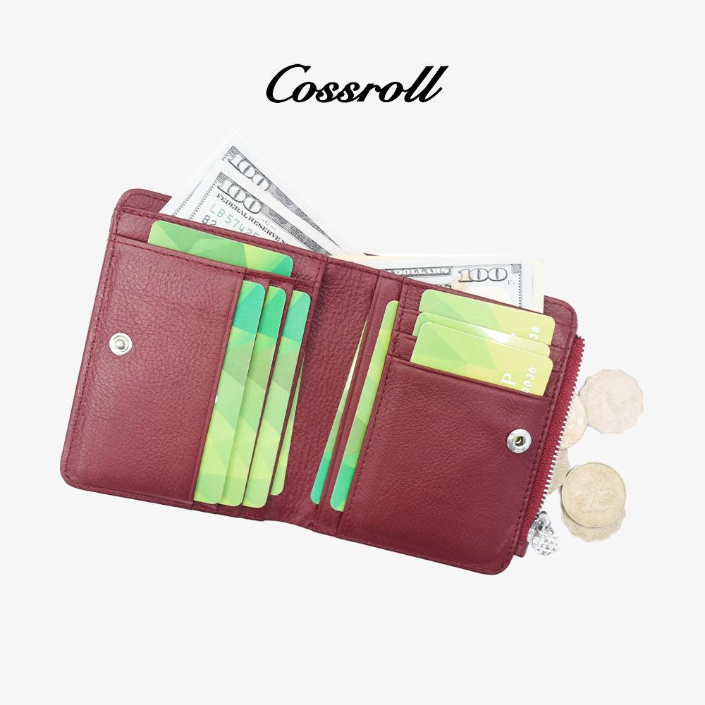 Genuine Leather Short Wallets Card Slots Zipper Wholesale - cossroll.leather