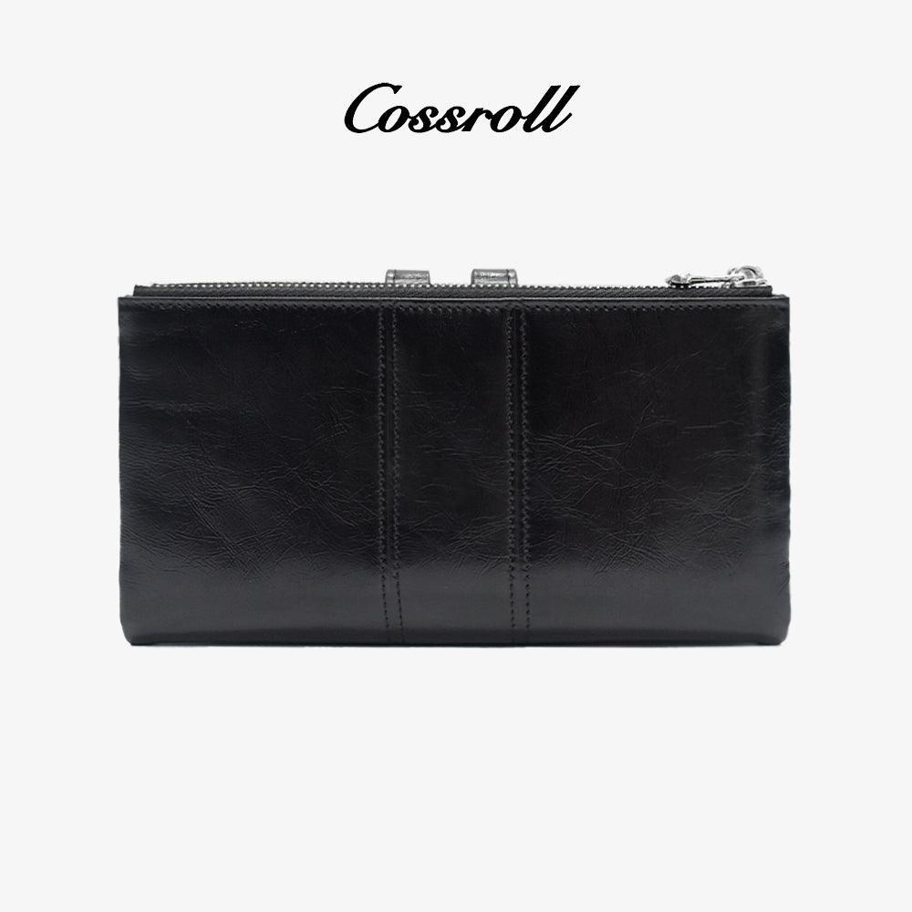 Bifold Glossy Zipper Wallet Minimalist Wholesale - cossroll.leather