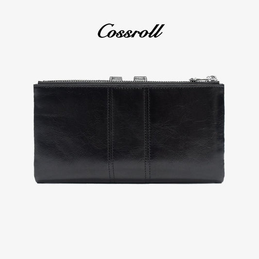 Bifold Glossy Zipper Wallet Minimalist Wholesale - cossroll.leather