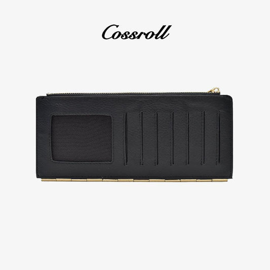 Zipper Leather Wallets Purse Bifold With Card Slots Customize - cossroll.leather