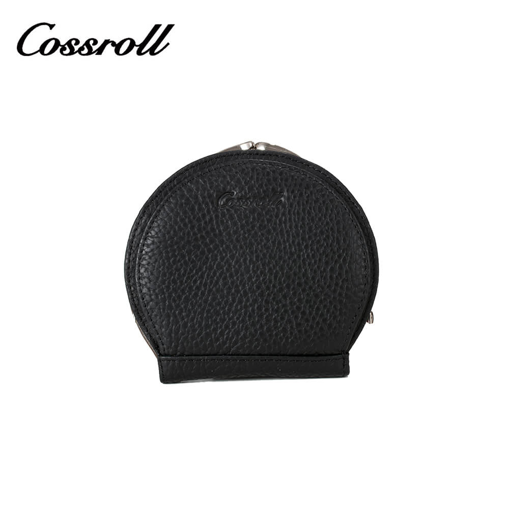 Mini Coin Purse Circle Shape Cowhide Leather Wallet Manufacturer