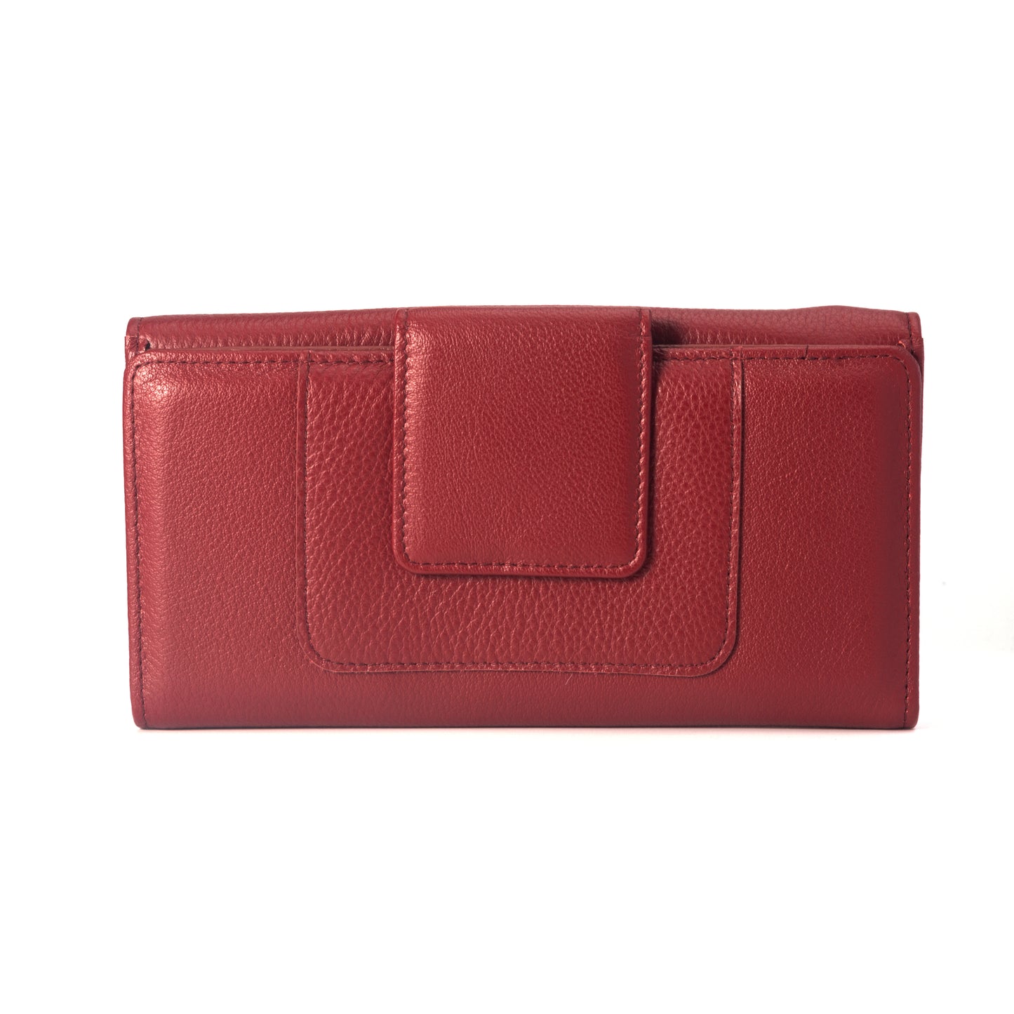Green long multi-window zipped leather wallet