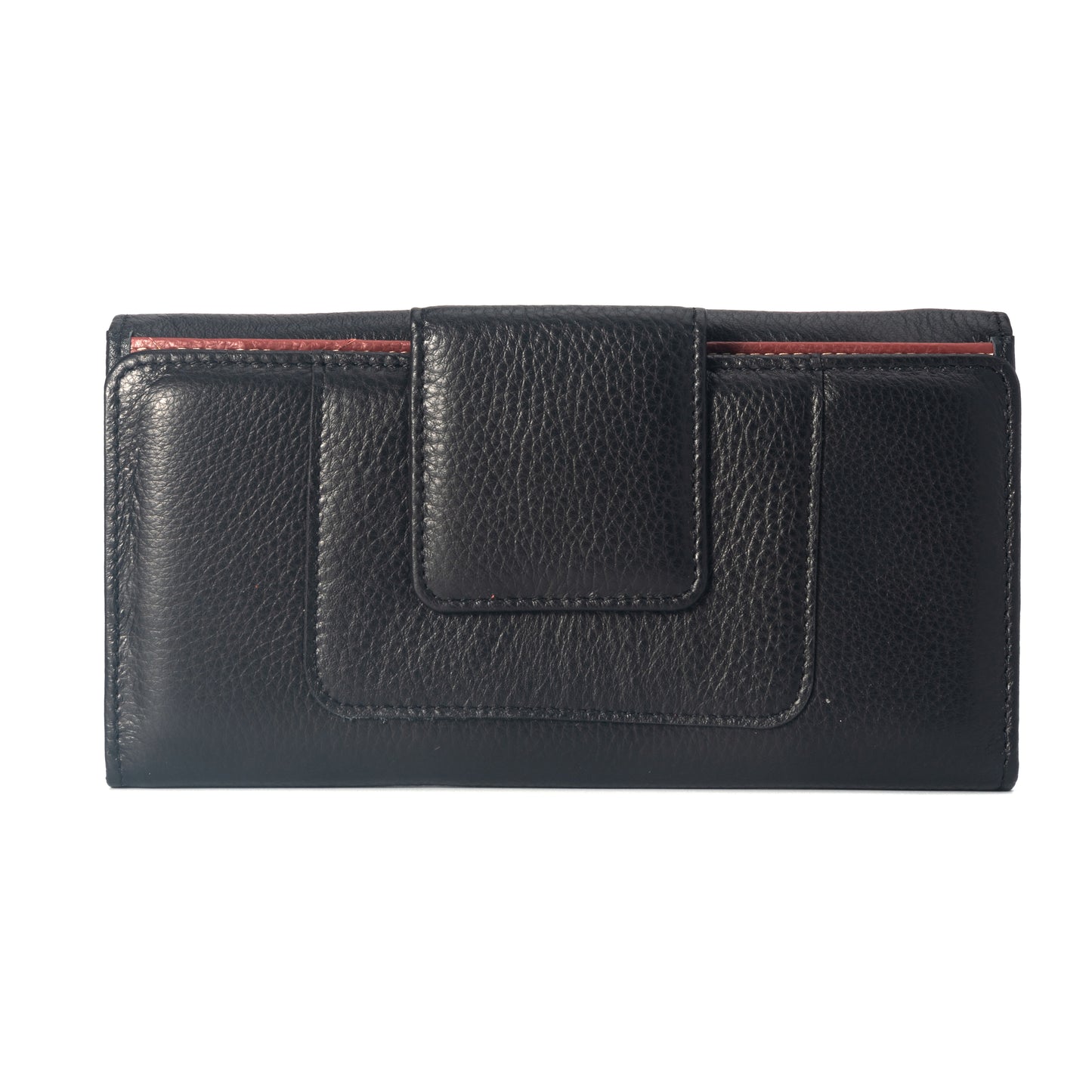 Green long multi-window zipped leather wallet