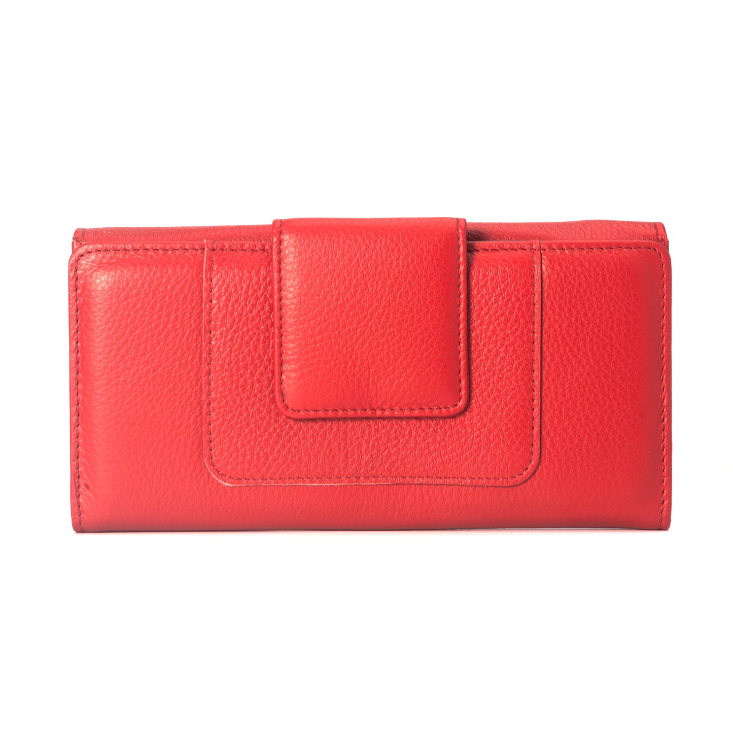 Green long multi-window zipped leather wallet