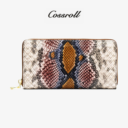 Ladies Python Zipper Leather Wallets - cossroll.leather