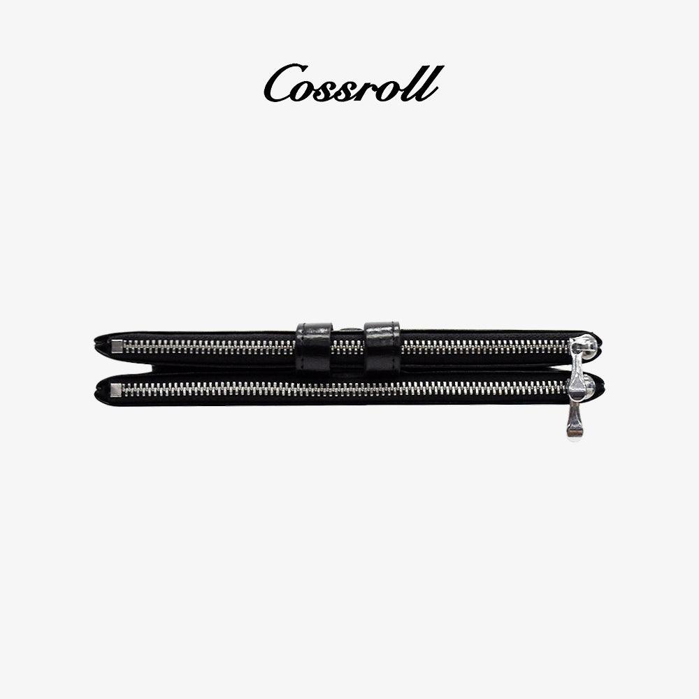 Bifold Glossy Zipper Wallet Minimalist Wholesale - cossroll.leather
