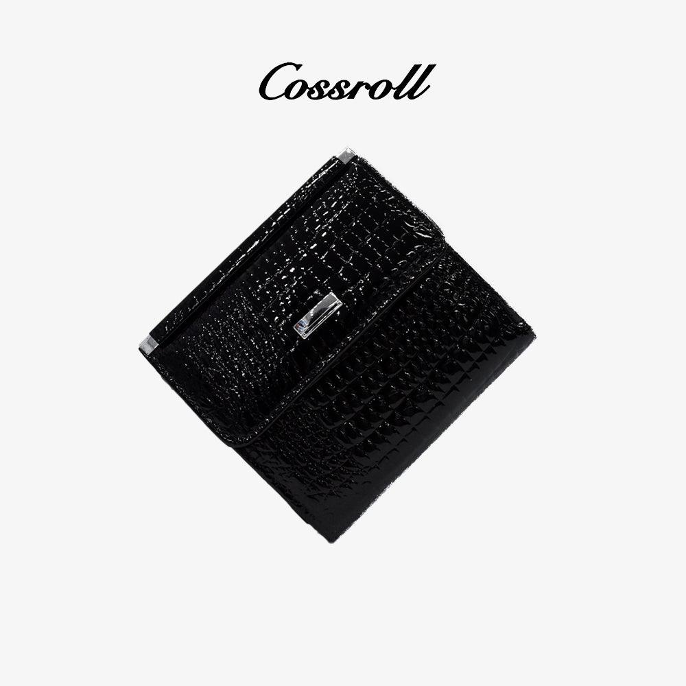 Cossroll Bifold Short Patent Leather Wallet Manufacturer