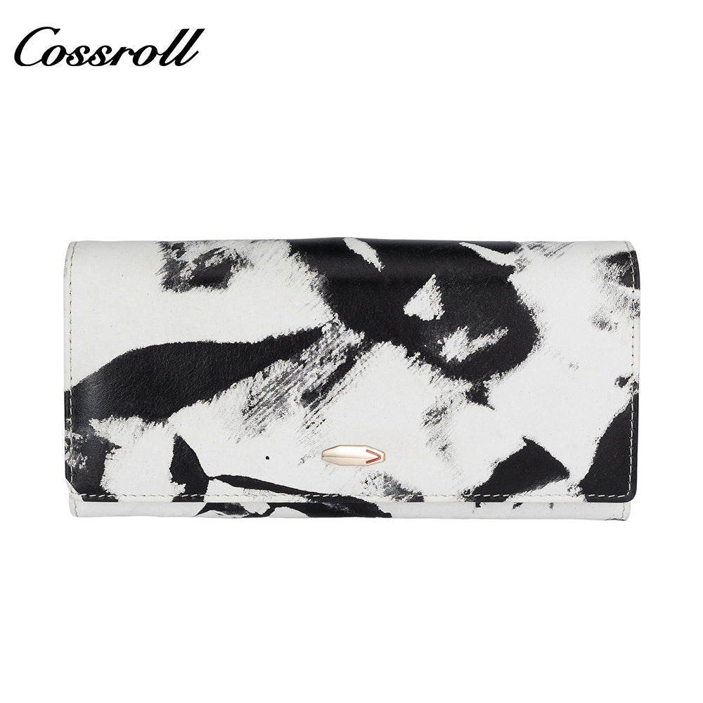 Factory custom cross-border 2024 new leather purse women's long cowhide women's  multi-layer multi-card