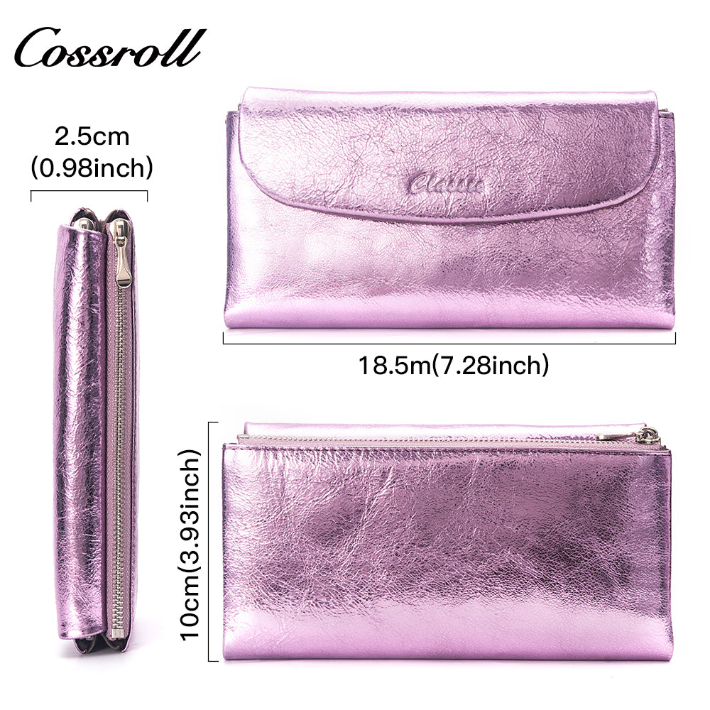 2023 Hot New Products genuine trifold  leather purse women pearl pattern